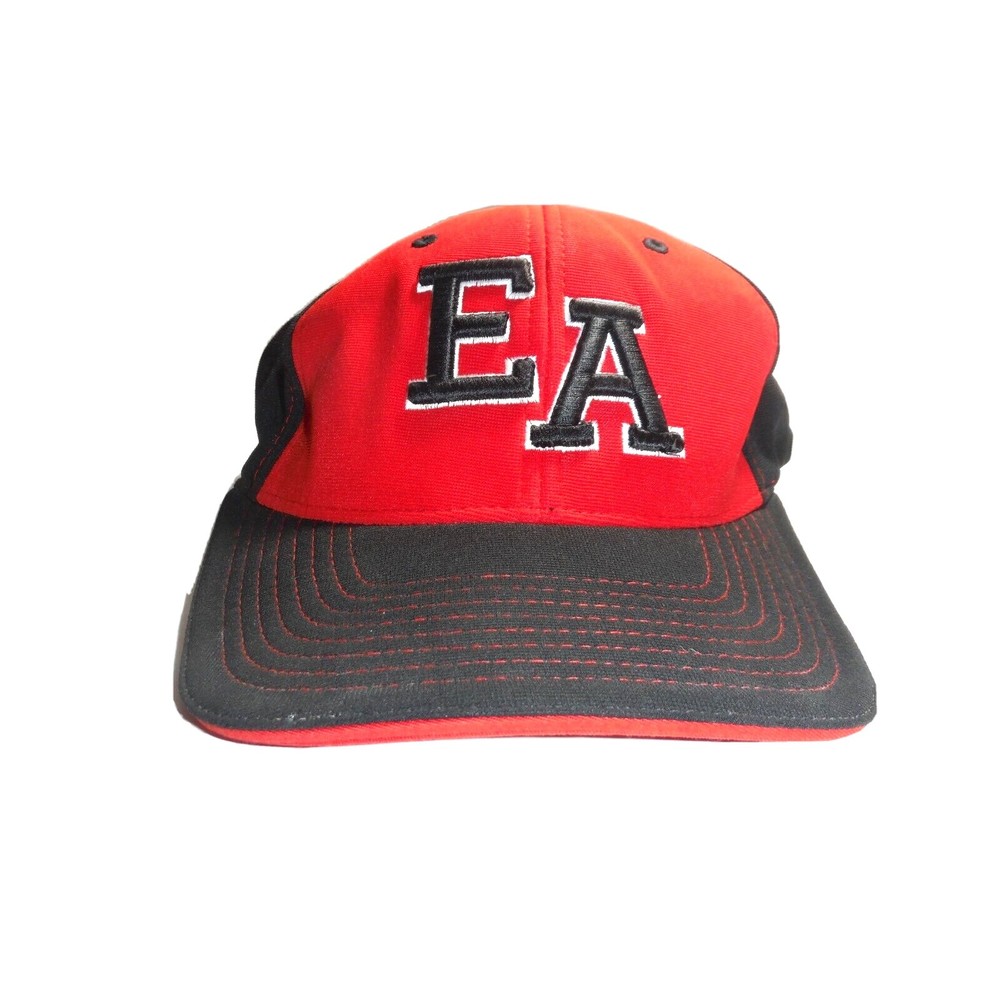 Pacific Headwear Red Black EA Flex Fit  Baseball Cap Hat M-XL (7 3/8 - 8) 398F